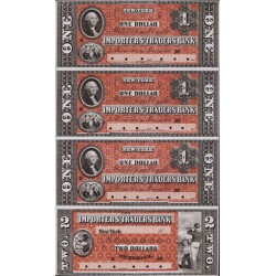 New York NY- Importers and Traders Bank $1-$1-$1-$2 Obsolete Currency Sheet