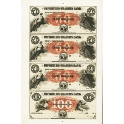New York NY - Importers and Traders Bank $50-$50-$50-$100 Obsolete Currency Sheet