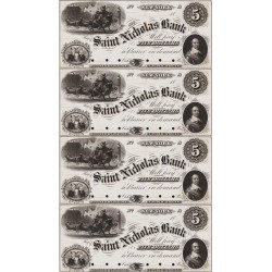 New York NY - Saint Nicholas Bank Unlisted Proof $5 $5 $5 $5 Sheet Obsolete Currency Santa Claus