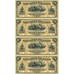 Hawaiian Islands $10 1880 Silver Certificate Obsolete Currency Note Full Sheet