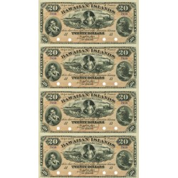 Hawaiian Islands $20 1879 Silver Certificate Obsolete Currency Note Full Sheet