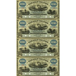 Hawaiian Islands $100 1879 Silver Certificate Obsolete Currency Note Full Sheet