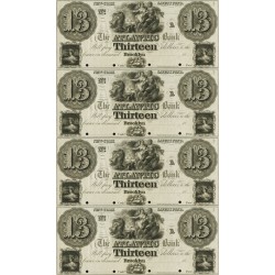 Brooklyn NY-The Atlantic Bank $13 $13 $13 $13 Sheet Obsolete Currency Note Full Sheet  Neptune Schooner Vignette 