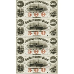 Philadelphia PA- Kensington Bank 500-500-500-500 Sheet Obsolete Currency Note Full Sheet Steamship  Steamship Schooner Vignette 