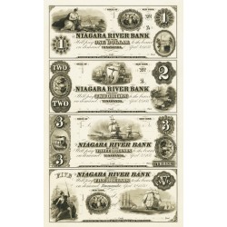 Tonawanda, NY - Niagara River Bank $1 $2 $3 $5 Sheet Obsolete Currency Note Full Sheet Schooners Indian